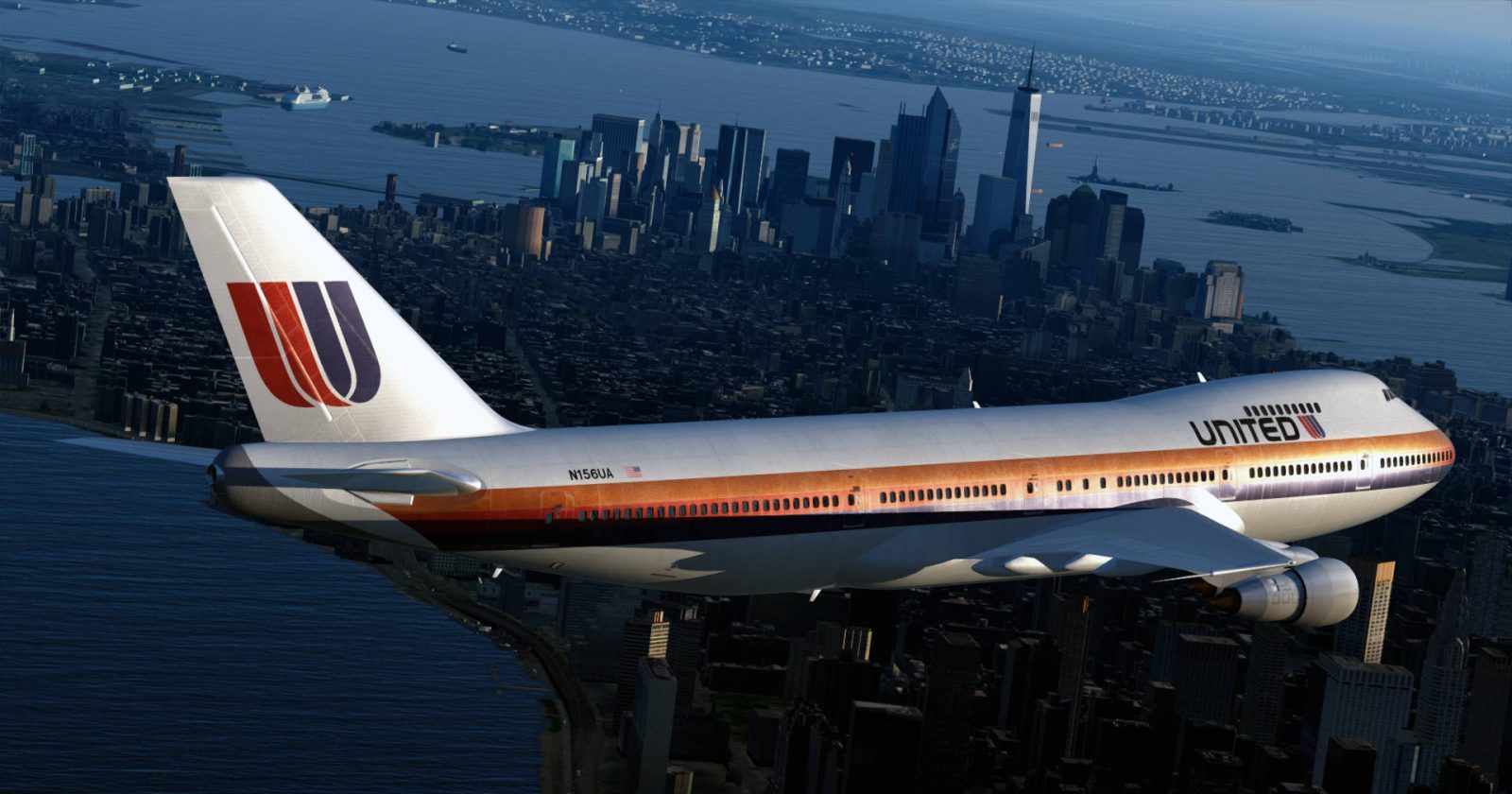 The upcoming Just Flight 747 Classic over New York City.